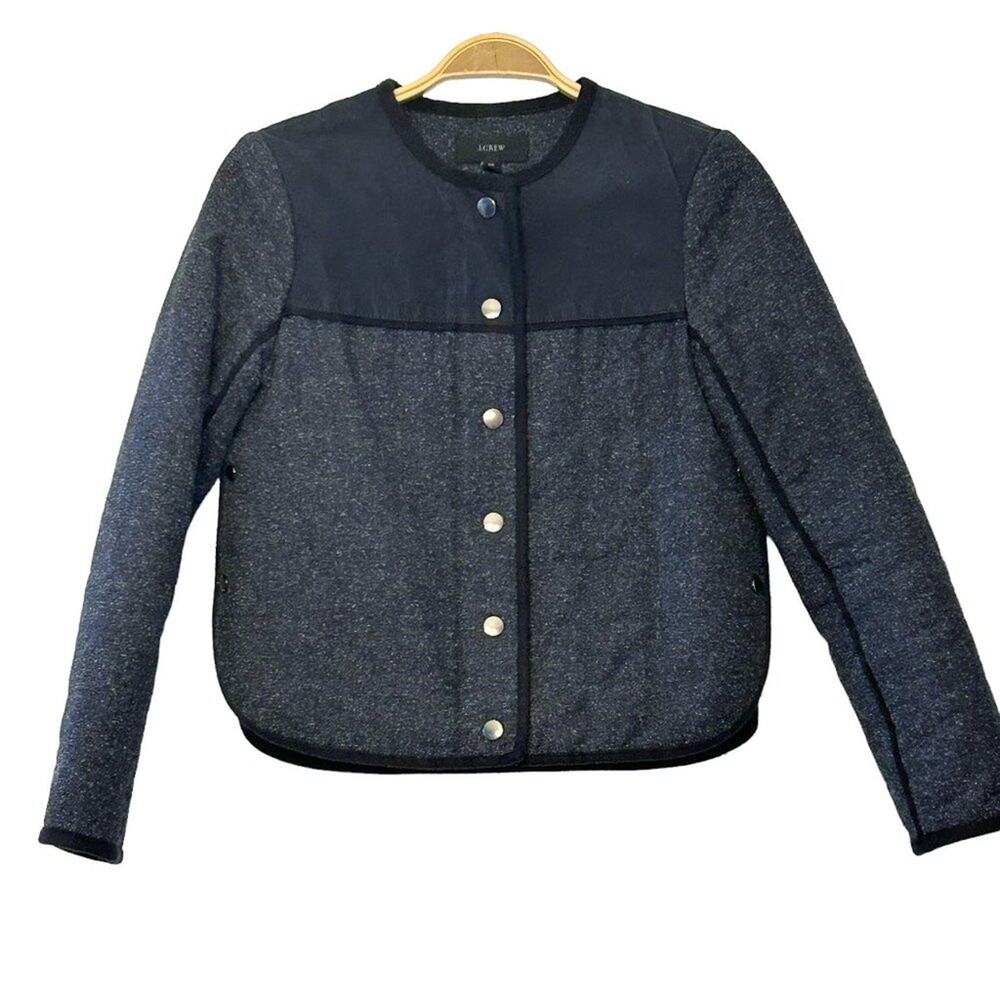 J CREW Cropped Quilted Casual Herringbone Jacket Size 00